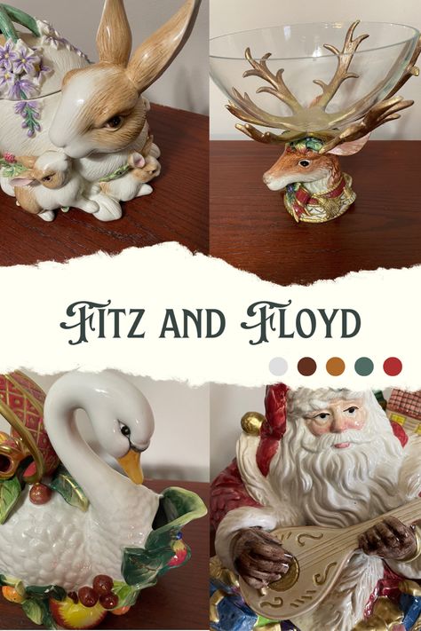 Oak Lawn Illinois, Fitz And Floyd Easter, Fitz And Floyd Christmas, Vintage Soup Tureen, Holiday Glassware, Vintage Reindeer Figurines, Big Blue Eyes, Unicorn Ornaments, Christmas Centers