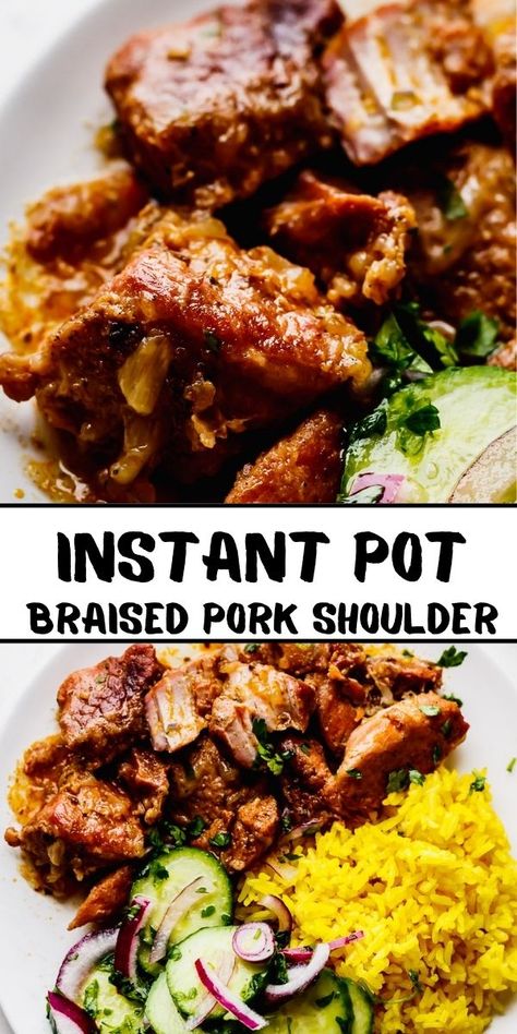 Pork Shoulder And Rice Recipes, Pork Shoulder Instant Pot, Pork Shoulder Steak Recipes, Shoulder Steak Recipes, Pork Shoulder Steak, Munchkin Time, Braised Pork Shoulder, Pork Shoulder Recipes, Golden Rice