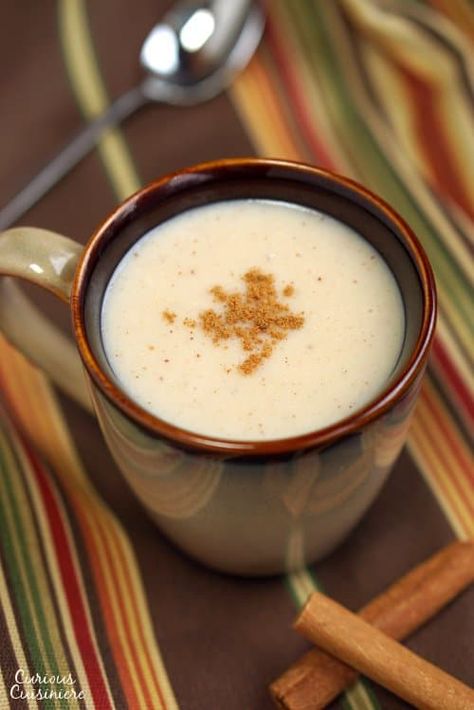 Mexican Atole (Warm Cornmeal Drink) • Curious Cuisiniere Mexican Atole Recipe, Mexican Atole, Champurrado Recipe, Atole Recipe, Mexican Drinks, Mexican Hot Chocolate, Mexican Cooking, Mexican Dessert, Hispanic Food