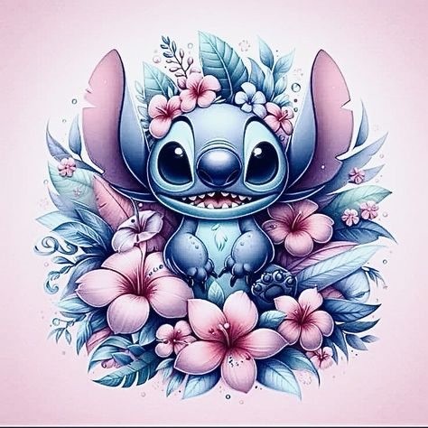 Stitch Flower Tattoo, Disney Stitch Tattoo, Stitch Shoes, Lilo And Stitch Characters, Stitch Tattoo, Single Line Tattoo, Stitch Character, Sublimation Images, Indoor Games For Kids