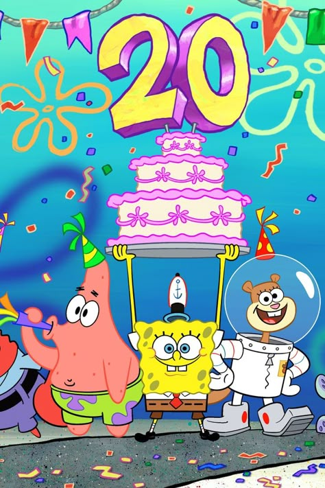 20 Years Later Spongebob, Spongebob Cocktail, Birthday Spongebob, Cartoon Birthday Party, Spongebob Cartoon, Spongebob Birthday Party, Diy Gift For Bff, Hello Memes, Disney Challenge