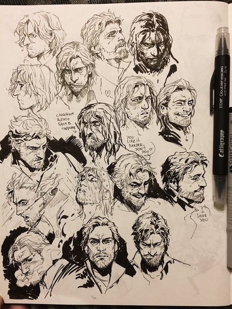 Easy Cute Drawings, Sketch Face, Sketch Ink, Drawing Faces, 캐릭터 드로잉, Character Sketches, Dishonored, Arte Sketchbook, Red Dead