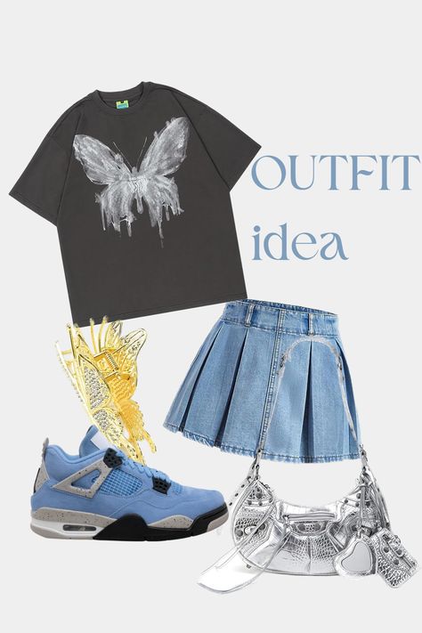 #nails #sneakers #jordan4s #shoulderbag #clawcliphairstyles #cargopants #tenniskirt #pleatedskirt #falloutfits #baddieaesthic #baddieoutfits #girlie #summeroufit #softgirl #outfitinspiration #outfitinspo #outfitdetails #graphictee Cargo Skirts, Blue Jordans, Jordan 4s, Cargo Skirt, University Blue, Fit Check, Baddie Outfits, Soft Girl, Claw Clip