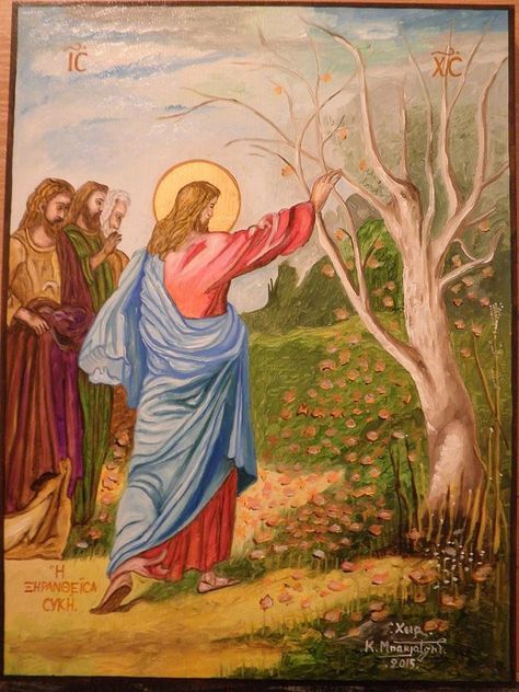 Paintings Of Jesus, Western Gunslinger Art, Dried Fig, Christ Painting, The Fig Tree, Bible Artwork, Jesus Christ Painting, Luke 6, Biblical Art