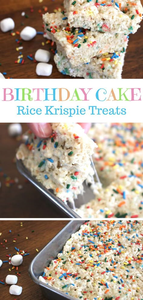 Cake Batter Rice Krispie Treats, Cake Funfetti, Treats Birthday, Rice Treats, Brownies Cake, Recipes Brownies, Funfetti Cake Mix, Krispie Treats Recipe, Cereal Treats