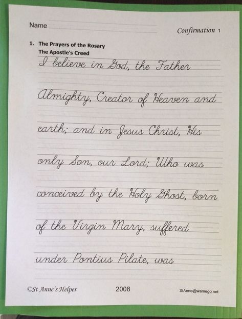 Catholic Cursive Writing Worksheets: Confirmation Worksheet +❤+ Check out https://www.saintanneshelper.com Thank you for sharing! :-)  #SaintAnnesHelper #CatholicHomeschool #CatholicCatechism #CursiveWritingWorksheets Paragraph In Cursive Writing, Cursive Paragraph, Catholic Homeschool Curriculum, Baltimore Catechism, Penmanship Worksheets, Paragraph Writing Worksheets, Worksheets 1st Grade, Free Handwriting Worksheets, Cursive Letters Alphabet