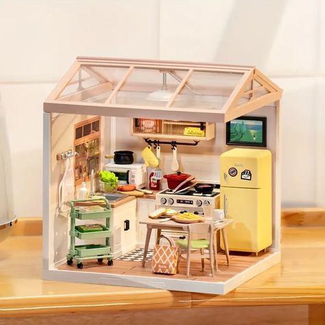 Rolife Super Creator Miniature Dollhouse Lounge -creator Happy Meals Kitchen-sweet Dream Bedroom Plastic Building Teens Xmas Gift - Toys & Games - Temu Diy Miniature House, Miniature Set, Miniature Display, Super Store, Dollhouse Kits, Miniature Kitchen, Calico Critters, Diy 3d, Elegant Bedroom