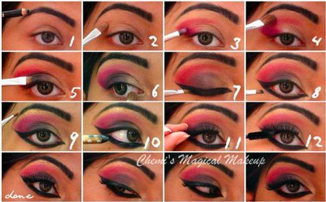 A simple makeup lesson :) Eye Makeup Dramatic, Eye Makeup Products, Black Eye Pencil, Golden Makeup, Makeup Glitter, Dramatic Eye Makeup, Makeup Lessons, Dramatic Makeup, Eye Primer