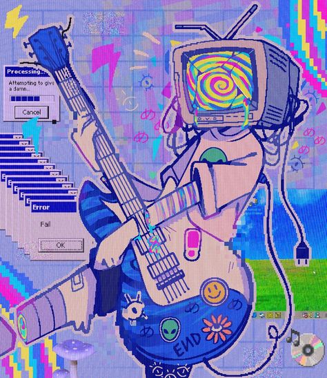 Tv Head, Cartoon Character, Not Mine, Guitar, Tv, Music, Art