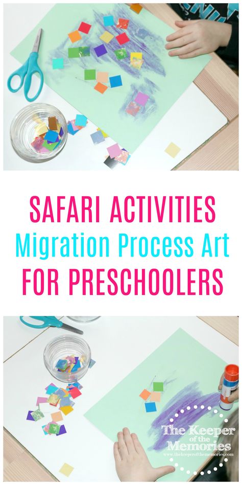 Are you planning a new theme and looking for lots of fun preschool safari activities? Check out this cool migration process art experience for little kids! Make a mosaic that looks like a herd of animals! Migration Art Preschool, Preschool Migration Activities, Migration Crafts Preschool, Migration Preschool Activities, Migration Activities For Preschool, Migration Activities For Kids, Migration Preschool, Migrating Animals, Migration Activities