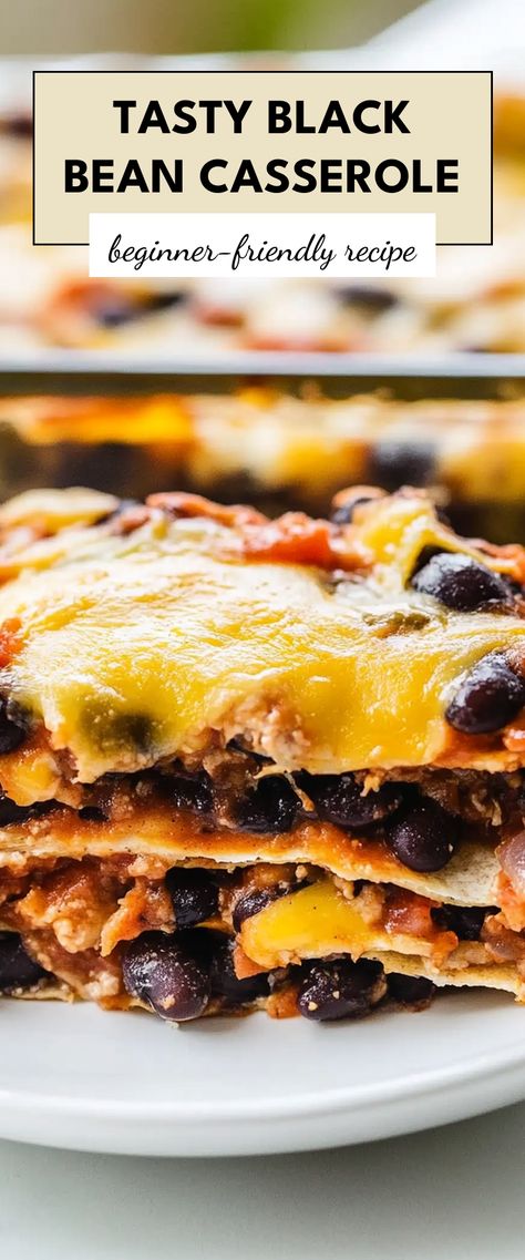 Image for Tasty Black Bean Casserole Black Bean Tortilla Casserole, Black Bean Casserole Recipes, Bean Casserole Recipes, Black Bean Enchilada Casserole, Black Bean Casserole, Tamale Casserole, Tortilla Casserole, Yummy Casserole Recipes, Tamale Pie