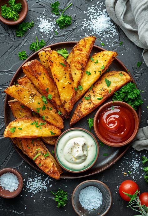 Learn How to Cook Air Fryer Potato Wedges Recipe For Free | Recipes You'll Love, Made Easy! Potato Wedges Air Fryer, Wedges Potato, Air Fryer Potato Wedges, Ninja Airfryer, Seasoned Potato Wedges, Air Fryer Potato, Trendy Recipes, Air Fryer Recipes Snacks, Steak Bites Recipe