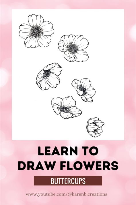 How To Draw Buttercup, Learn To Draw Flowers, How To Draw Flowers, Draw Flowers, Pot Painting, Flower Drawing Tutorials, Bts Lyrics, Drawing Lesson, Bts Lyrics Quotes