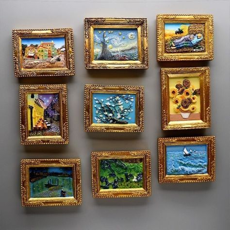 Painting Van Gogh, Van Gogh Pictures, World Famous Paintings, Van Gogh Painting, Frame 3d, Craft Clay, Painted Picture Frames, Iconic Artwork, Painting Picture