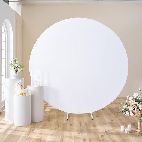 Amazon.com : 6.5ft Pure White Round Backdrop Cover for 6.5ft / 6.6ft Circle Stand, Wrinkle Free Stretchy Circle Arch Round Backdrop Cover for Party Wedding Birthday Baby Shower Photography : Electronics Tulle Backdrop, Circle Arch, Baby Shower Photography, Round Backdrop, Barbie Birthday Party, Round Balloons, Balloon Stands, Fiesta Baby Shower, Party Background