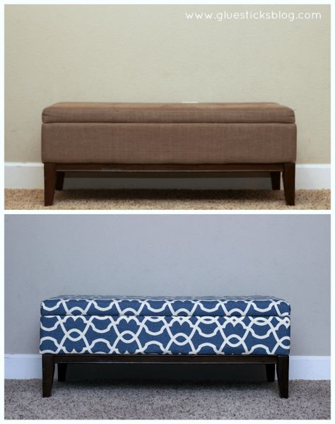 Ottoman Reupholster, Ikea Living Room Storage, Diy Storage Ottoman, Reupholster Chair Dining, Fabric Storage Ottoman, Ikea Living Room, Reupholster Chair, Reupholster Furniture, Upholstery Diy