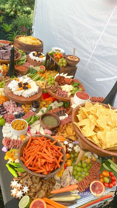 Scenes from a Grazing Table. Swipe through to see all of the angles of this gorgeous gal! | Instagram Grazing Table Design, Bbq Grazing Table, Mexican Grazing Table, Cheap Grazing Table Ideas, Graze Boards, Fiesta Theme Party Decorations, Grazing Table Ideas, Mexican Brunch, Shower Foods