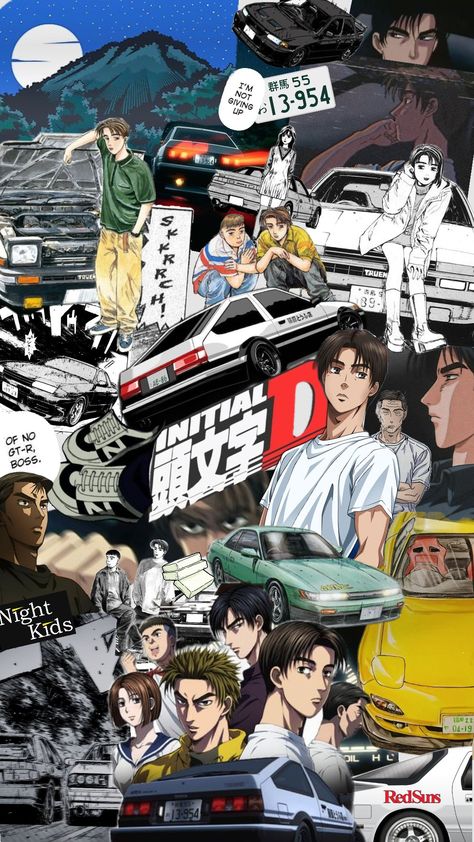 Initial D #intiald #projectd #drift #ae86 #trueno #dorifto #takumi #tofu #touge #japan Ae86 Trueno, Initial D Car, Japanese Poster Design, Jdm Wallpaper, Dragon Ball Painting, Dreamy Artwork, Vinyl Sticker Design, New Retro Wave, Initial D