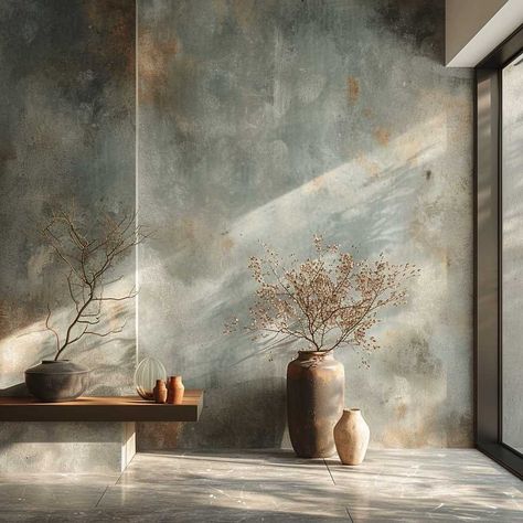 Wabi Sabi Wall Texture, Wabi Sabi Exterior, Contemporary Wall Paint, Rustic Minimalism, Wabi Sabi Interior Design, Wabi Sabi Painting, Bali Design, Wabi Sabi Interior, Wabi Sabi Decor