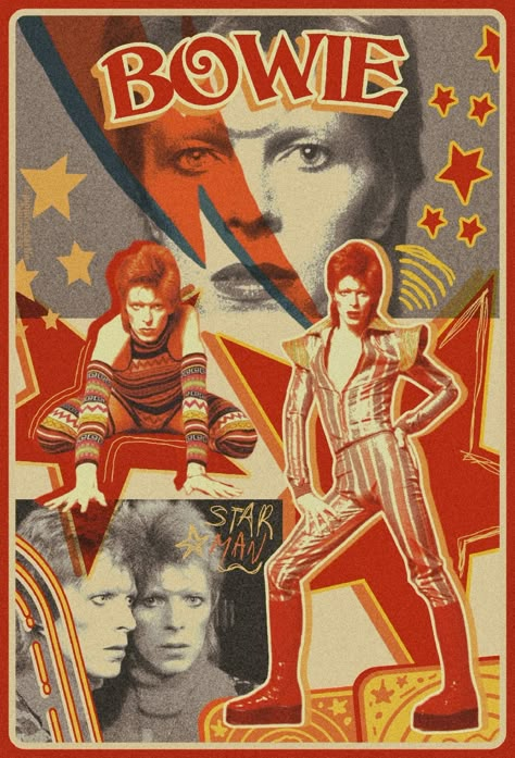 70s Bands Posters, David Bowie Poster Prints, 1970s Band Posters, David Bowie Poster Vintage, Musician Poster Design, 70s Rock Posters, 70s Poster Aesthetic, 70s Rock Wallpaper, David Bowie Aesthetic Poster