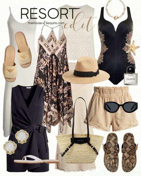 Nordstrom Vacation Outfit and Resortwear finds! Maxi dress, Free People dress, swimsuit coverup, romper, Tory Burch python sandals, Prada Platform sandals, Givenchy raffia tote bag, Dolce Vita flip flops, straw hat, Kendra Scott shell earrings, maxi skirt Prada Platform Sandals, Beach Resort Outfits, Air Port, Raffia Tote Bag, Dress Swimsuit, Color Combos Outfit, Inspiration For Women, Travel Clothing, Resort Outfit