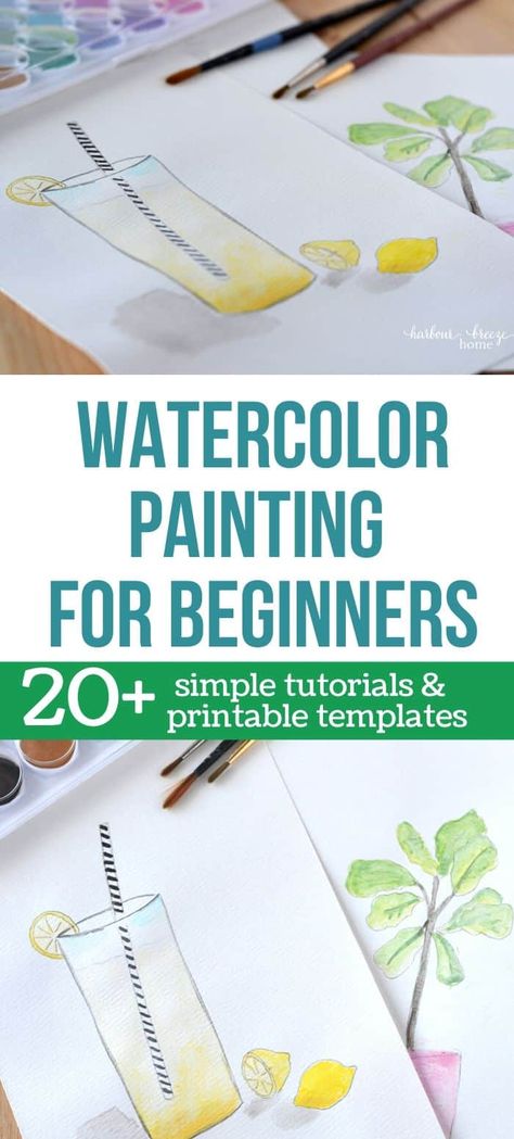 Discover the joy of painting with these easy watercolor painting ideas for beginners. Find easy tutorials plus helpful printable watercolor coloring pages. Beginning Watercolor, Watercolor Painting For Beginners, Tree Watercolor Painting, Learn Watercolor Painting, Watercolor Beginner, Watercolor Flowers Tutorial, Learn Watercolor, Watercolor Books, Watercolor Paintings For Beginners