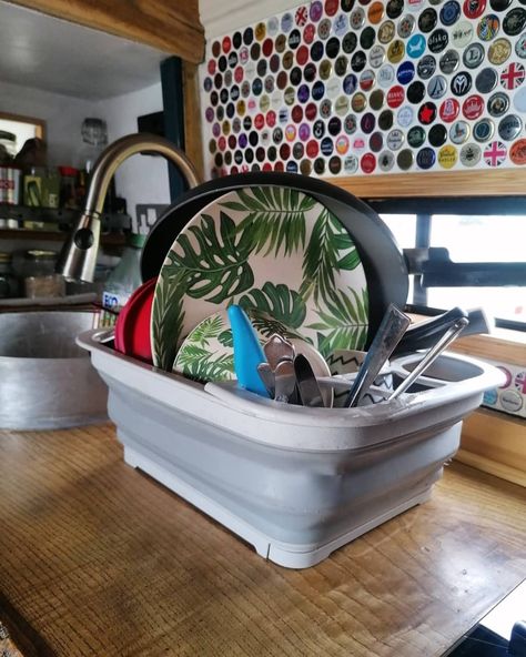 57 Must-Have Van Life Essentials (Accessories & Gear) Camper Van Kitchen Organization, Camper Van Kitchen Storage, Vanlife Storage Hacks, Campervan Must Haves, Van Life Accessories, Van Kitchen Storage, Van Life Organization, Vanlife Organization, Van Life Must Haves