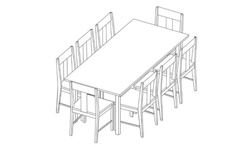 Dining Table Drawing Sketch, Kitchen Table Drawing, Dinner Table Drawing, Dining Table Drawing, Table Sketch, Dining Table Plans, Table Drawing, Wooden Dining Table Set, Chair Drawing