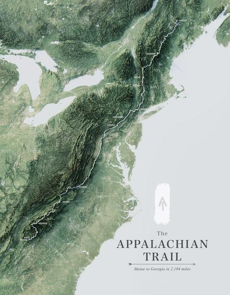 Appalachian Trail Map Design :: Behance Hiking Map Illustration, Hiking Graphic Design, Appalachian Trail Map, Trail Map, Landscape Plan, Art Poster Design, Trail Maps, Appalachian Trail, Map Design