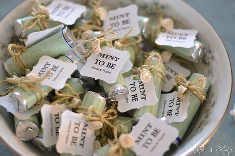 A Spring Shower Inexpensive Bridal Shower Gifts, Spring Bridal Shower Favors, Mint Wedding Favors, Simple Bridal Shower, Inexpensive Wedding Favors, Spring Bridal Shower, Mint To Be, Bridal Shower Diy, Wedding Favors Cheap