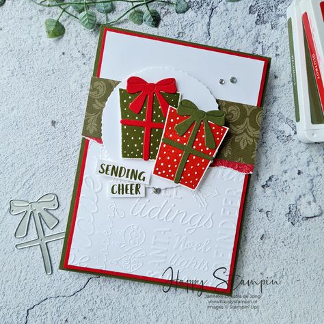 Stampin Up Sending Cheer Cards, Sending Cheer Stampin Up Cards, Stampin Up Sending Cheer, Stampin Up Sending, Xmas Gift Tags, Cheers Card, Create Christmas Cards, Birthday Cheers, Christmas Card Set