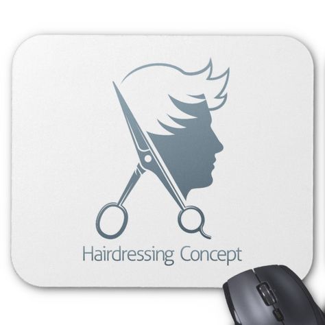 Male Hairdresser Hair Salon Scissors Man Concept Mouse Pad Custom office supplies #business #logo #branding Mens Salon Logo Design, Building Branding, Hair Poster Design, Mens Hair Salon, Logo Design Inspiration Graphics, Persian Tattoo, Barber Shop Interior, Hair Salon Logos, Salon Logo Design