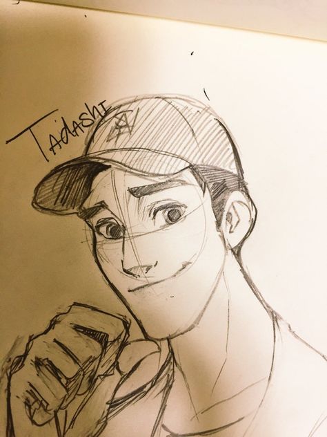 Big Hero 6 Sketches, Big Hero 6 Drawings, Tadashi Hamada Fanart, Drawings With Charcoal, Disney Style Drawing, Tadashi Hamada, Indie Drawings, Disney Art Drawings, Sketchbook Drawings