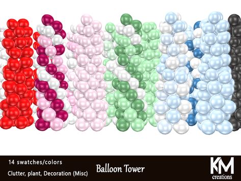 [KM] Balloons Tower | KM Creations on Patreon Sims 4 Cc Party Decorations, Sims 4 Balloons, Sims 4 Balloons Cc, Sims 4 Party Decor, Sims Party, Balloon Tower, Sims Baby, Cc Folder, Free Sims 4