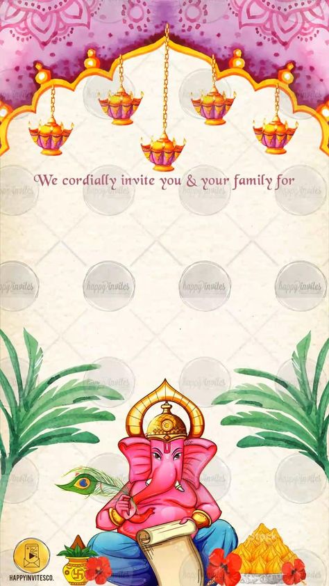 Ganpati Bappa Invitation Card | Ganesh Chaturthi Invite | Indian invitation cards, Indian wedding invitation card design, Housewarming invitation templates Ganpati Bappa Invitation Card, Ganesh Chaturthi Invitation Card, Ganpati Invitation Card, Housewarming Invitation Cards, Indian Invitation, Housewarming Invitation Templates, Free Invitation Cards, Invitation Card Maker, Indian Invitation Cards