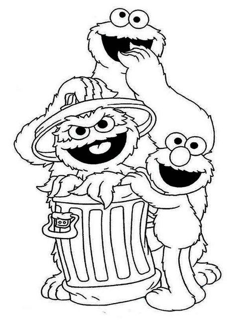 Sesame Street, : Cookie and Elmo with Oscar in Garbage Can in Sesame Street Coloring Page Elmo Coloring Pages, Sesame Street Coloring Pages, Sesame Street Christmas, Elmo And Friends, Elmo And Cookie Monster, Street Pictures, Monster Coloring Pages, Birthday Coloring Pages, Colouring Printables