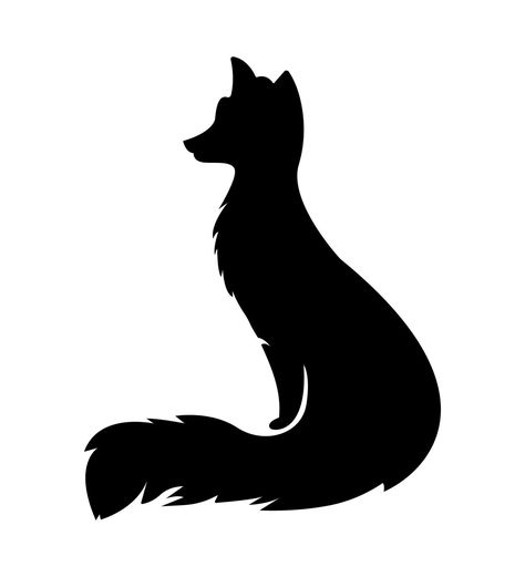 Fox animal Simple Silhouette Illustration. Winnie Dogs, Fox Silhouette, Vector Graphics Illustrations, Wolf Silhouette, Fox Animal, Landscape Art Quilts, Silhouette Drawing, Lino Art, Fox Illustration