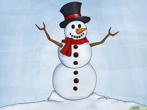 How to Draw a Snowman: 8 Steps (with Pictures) - wikiHow Snow Man Drawing Easy, Snowmen Drawings, How To Draw Snow, Snowman Pictures, Step Illustration, Painting Snowman, Snowman Drawing, Cards Drawing, Draw A Snowman