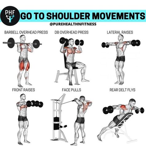 Dumbell Shoulder Workout For Men, Shoulder Exercise Gym, Dumbbell Shoulder Exercises, Shoulder Exercises With Weights, Sholder Workouts, Shoulder Exercise For Men, Push Day Exercises, Chest Shoulders Triceps Workout, Shoulder And Leg Workout