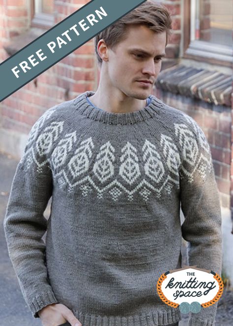 Try your hands on this dapper knitted sweater with round yoke and Nordic pattern, ideal for fall and winter seasons and makes for a thoughtful handmade present for the man in your life.| Discover over 3,500 free knitting patterns at theknittingspace.com #knitpatternsfree #handmadegifts #giftideas #DIY #easyknittingprojects  #fallknittingpatterns #fallknittingprojects #fallknitwear #winterknittingpatterns #winterknittingprojects #winterknits Mens Knit Sweater Pattern, Winter Knitting Patterns, Fall Knitting Patterns, Nordic Knitting, Knit Sweater Pattern, Double Pointed Knitting Needles, Mens Knit Sweater, Mens Knit, Knit Men