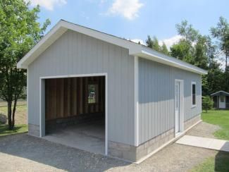 16x24 Garage | Adirondack Storage Barns Backyard Garage Ideas Driveways, 16x24 Shed Plans, 20x30 Garage, 12x8 Shed, Garage Build, Pole Barn Plans, Pole Barn Garage, Backyard Barn, Austin Cars