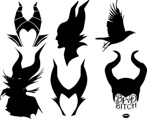 Maleficent Silhouette, Tattoo Ideas Disney, Maleficent Tattoo, Dark Characters, 3d Templates, Disney Silhouette, Idee Cricut, Disney Maleficent, Make Tattoo