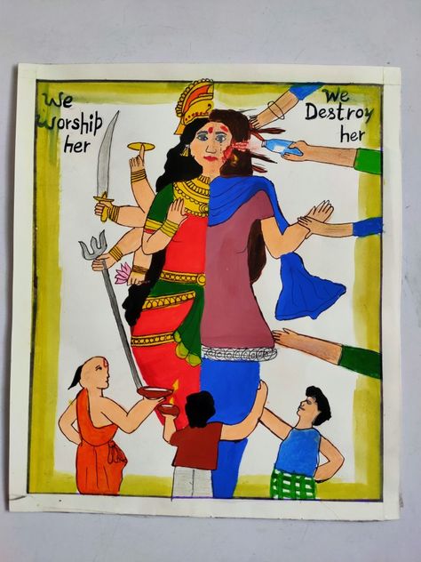 Women empowerment painting Rangoli Ideas For School Competition, Women's Day Rangoli Competition, Women Empowerment Poster Ideas, Rangoli On Women Empowerment, Women Empowerment Poster Drawing, Drawing On Women Empowerment, Theme Based Drawing, Women Empowerment Rangoli Designs, Poster On Women Empowerment