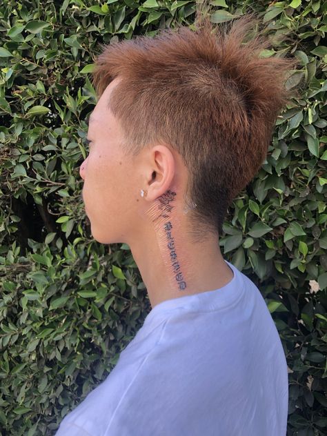 Insta: Tommy_lin5 Blessed Neck Tattoo Men, Blessed Tattoo Behind Ear, Blessed Neck Tattoo, Neck Tattoo Men, Blessed Tattoo, Tattoo Behind Ear, Neck Tattoo For Guys, Neck Tattoos, Neck Tattoo