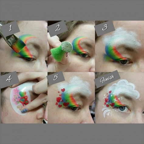 Face Painting Images, Rainbow Face Paint, Mime Face Paint, Face Painting Tips, Split Cake, Cheek Art, Girl Face Painting, Face Painting Tutorials, Rainbow Face