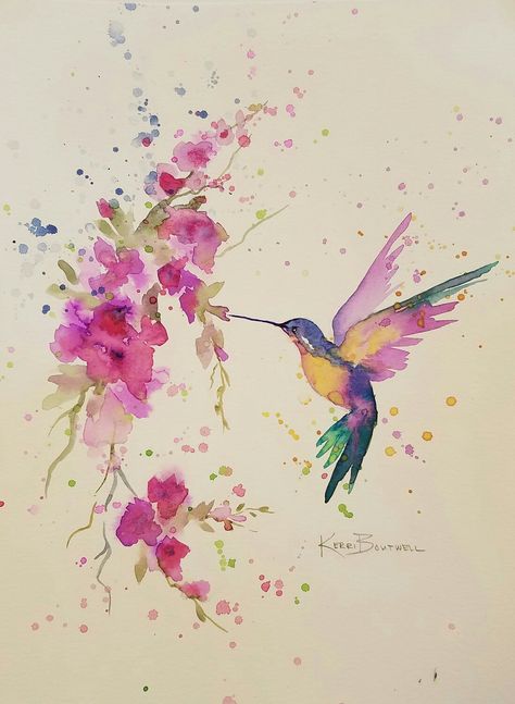 Hummingbird, Watercolor Artist, kerri boutwell Tattoo Watercolor, Watercolor Hummingbird, Hummingbird Painting, Bird Watercolor Paintings, Hummingbird Art, Beautiful Art Paintings, Watercolor Paintings Easy, Bird Artwork, 수채화 그림