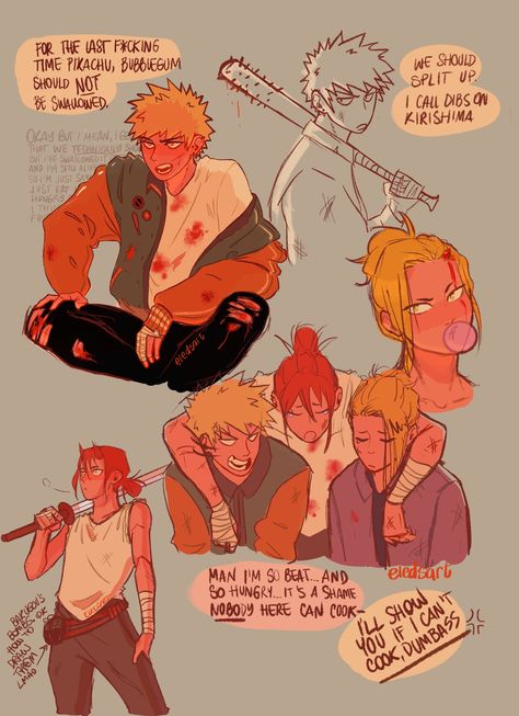 Ele🍓 on Twitter: "Uhh bakusquad post apocalyptic au??? Idk I just really like the aesthetic… " Apocalypse Au, Dik Dik, Class 1 A, My Hero Academia Memes, Buko No Hero Academia, Boku No Hero Academia Funny, My Hero Academia Episodes, Hero Academia Characters, Zombie Apocalypse