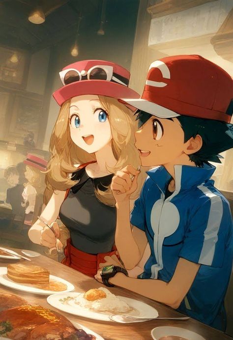 Ash And Serena Fanart, Pokemon Ash X Serena, Serena And Ash, Pokémon Comic, Ash Serena, Pokemon Anime Characters, Pokemon Aesthetic, Pokémon Ships, Jessie Pokemon