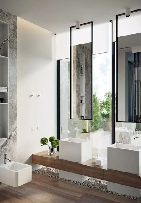 8 Bathrooms That Prove Why A Window Above A Vanity Is A Good Thing | The Savvy Heart | Interior Design, Décor, and DIY Scandinavian Bathroom, Expensive Furniture, Toilet Design, Modern Rustic Interiors, Creative Industries, Bathroom Designs, Amazing Bathrooms, Toilets, Luxury Bathroom