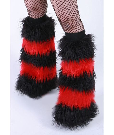 Cybergoth Fashion, Fur Leg Warmers, Knitted Leg Warmers, Winter Party Outfit, Girls Streetwear, Alt Fashion, Rave Wear, Party Party, Clothes Ideas